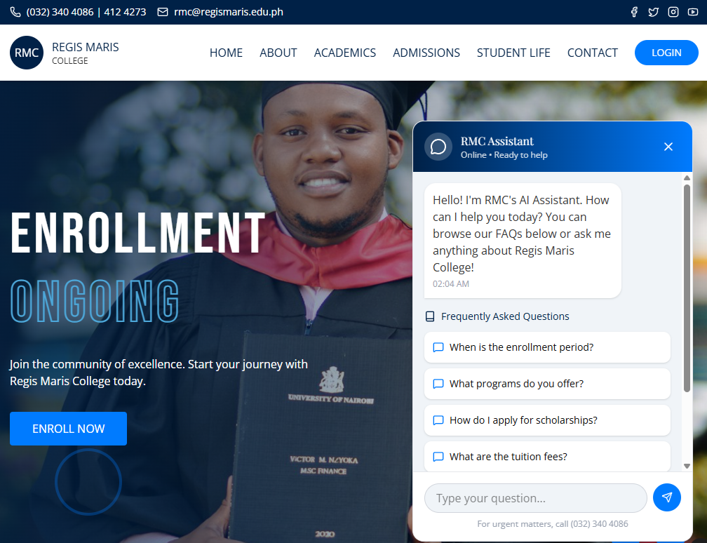 Regis-Maris Enrollment - Custom Software Development Project by Zentari Philippines